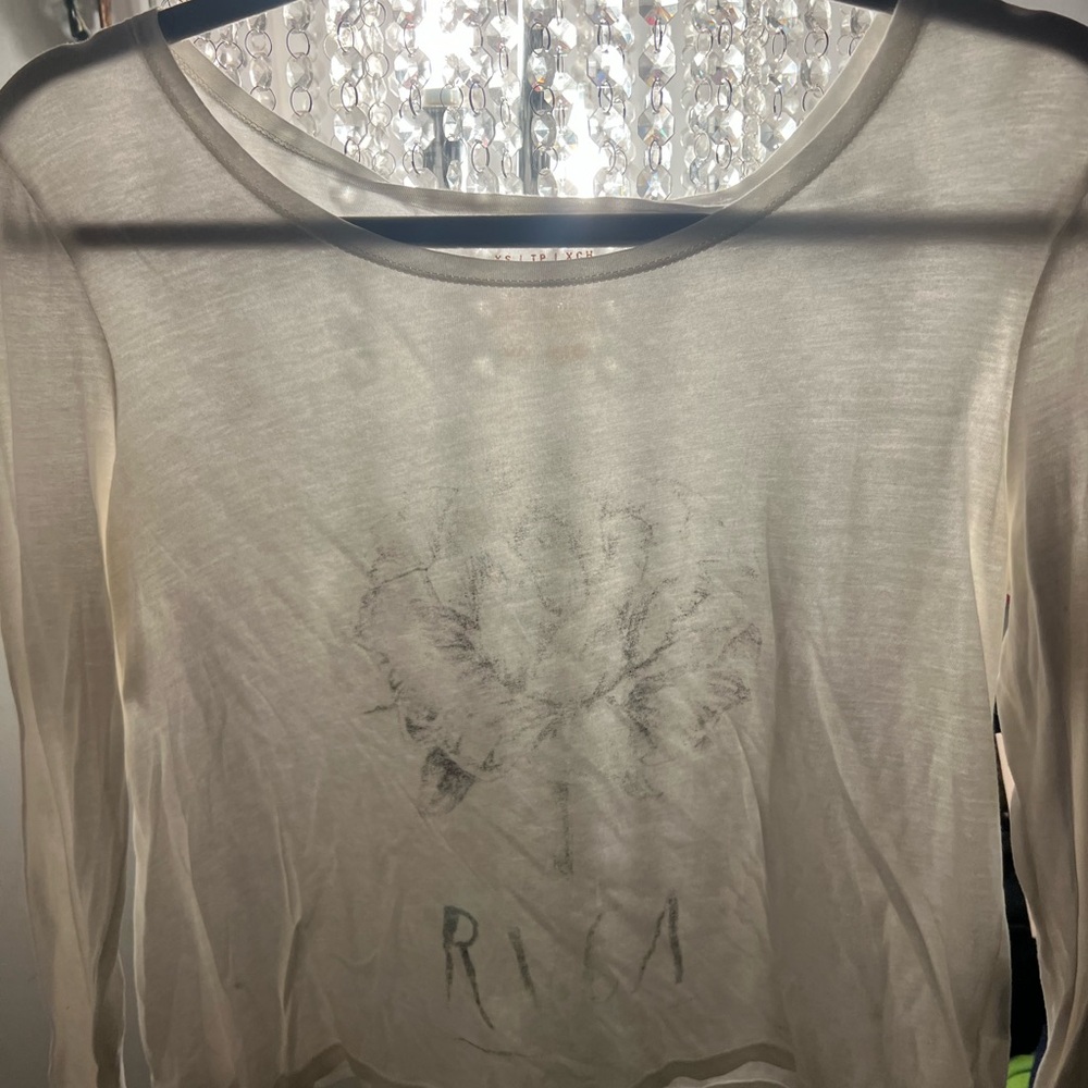 RVCA Cream Sheer Long Sleeve Top